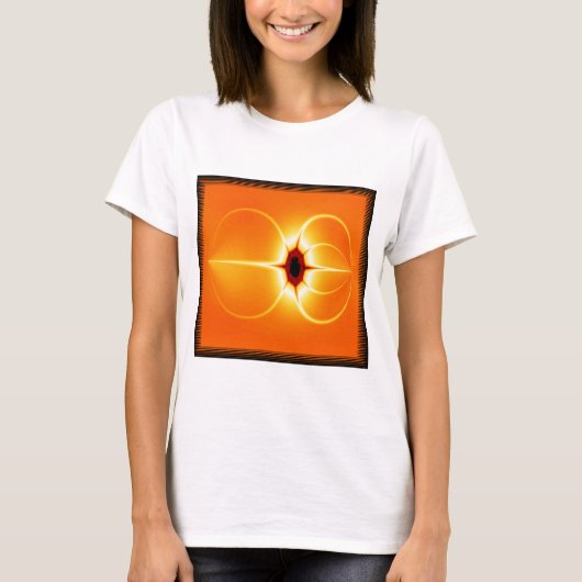 Gelbes Fraktal mit orangefarbenem Hintergrund T-Shirt (Vorderseite)