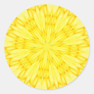 Gelbes Fraktal Runder Aufkleber