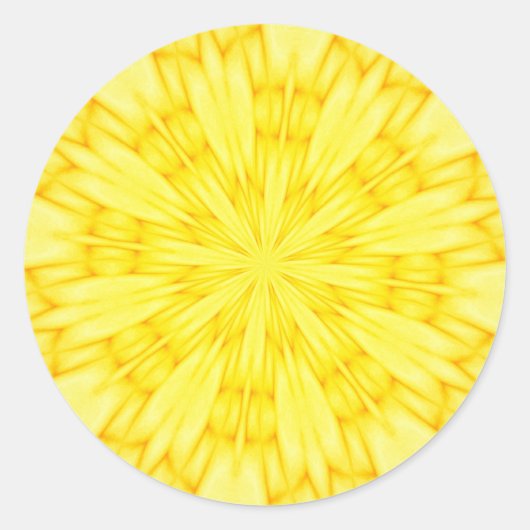 Gelbes Fraktal Runder Aufkleber (Vorderseite)