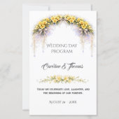 Gelbes Freesien-Hochzeitsprogramm Romantischer Hoc (Vorderseite)