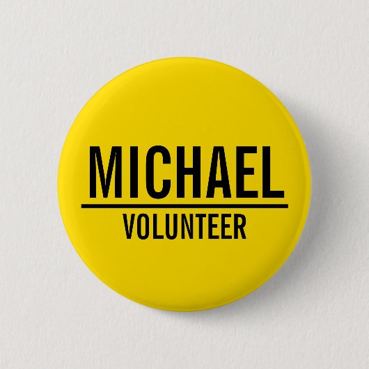Gelbes freiwilliges Abzeichen mit individuellem Button (Vorderseite)