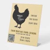 Gelbes Frische Eier Bauernmarkt Schild mit QR-Code (Vorderseite)