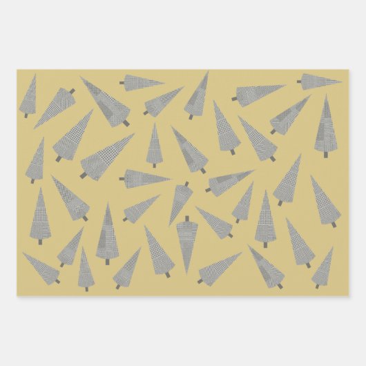 Gelbes frommes Weihnachts-Hahnentrittmuster Baummu Geschenkpapier Set (Vorderseite 2)