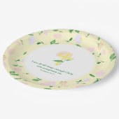 Gelbes Frühlings-Aquarell-Blumenmuster Pappteller (Schrägansicht)