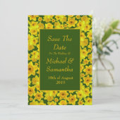 Gelbes Frühlingsdüster - Hochzeit rettet das Datum Einladung (Stehend Vorderseite)