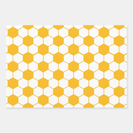 Gelbes Fußball Wrapping Paper Geschenkpapier Set (Vorderseite)
