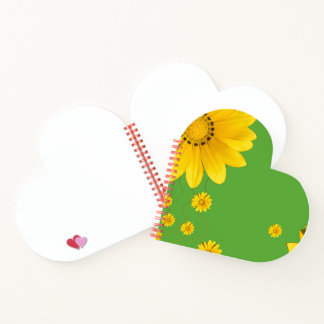 Gelbes Gänseblümchen-Blumendesign auf grünem Hinte Notizblock