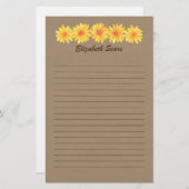 Gelbes Gänseblümchen-/Packpapier-Briefpapier Briefpapier (Vorne/Hinten)