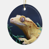 Gelbes Gecko-Stillstehen mit Haube Keramikornament (Links)