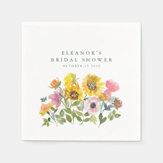 Gelbes Gelbfarbenes Brautparty Serviette (Vorderseite)