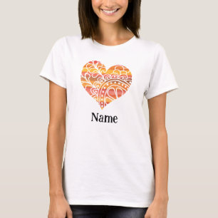 Gelbes Gelborange Mandala Herz individuell angepas T-Shirt