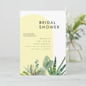 Gelbes geometrisches Brautparty Einladung (Stehend Vorderseite)