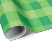 Gelbes geometrisches Muster für grünen Tartan Geschenkpapier (Rolleneckpunkt)