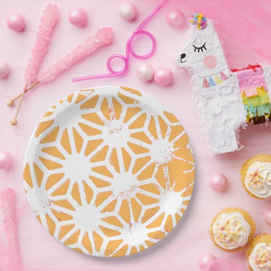 Gelbes geometrisches Muster Pappteller (Party)