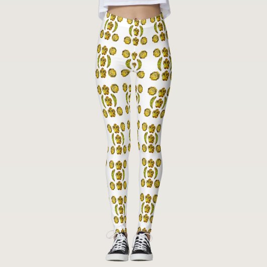 Gelbes gepunktetes Muster Leggings (Vorderseite)