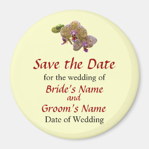 Gelbes Gepunktetes Orchid Save the Date Magnet