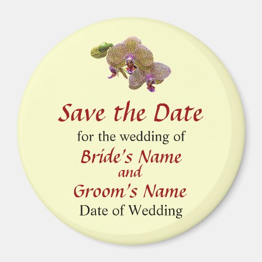 Gelbes Gepunktetes Orchid Save the Date Magnet (Vorne)