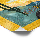 Gelbes Gerahmtes Wüstenkunstgitter - pulsierendes  Poster (Ecke)