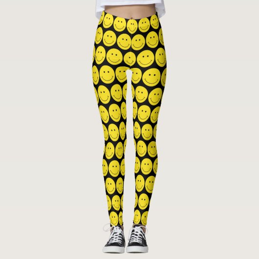 Gelbes Gesicht grinsend Lächeln Leggings (Vorderseite)