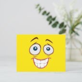 Gelbes Gesicht mit gemusterten Lächeln Postkarte (Stehend Vorderseite)