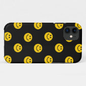 Gelbes Gesichts-Muster auf Schwarzem Case-Mate iPhone Hülle (Rückseite (Horizontal))