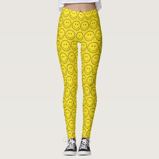 Gelbes Gesichtslächeln Leggings (Vorderseite)