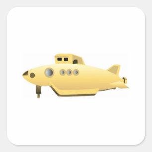 Gelbes Gestrahlter U-Boot Quadratischer Aufkleber