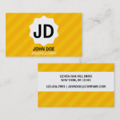 Gelbes gestreiftes kundenspezifisches Monogramm Visitenkarte (Vorne/Hinten)