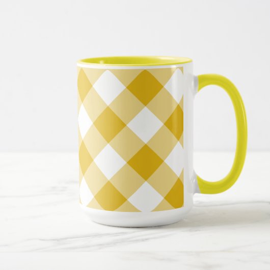 Gelbes Gingham-Geschenk Tasse (Rechts)