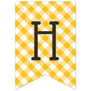 Gelbes Gingham-Karo-Muster-alles Gute zum Wimpelkette