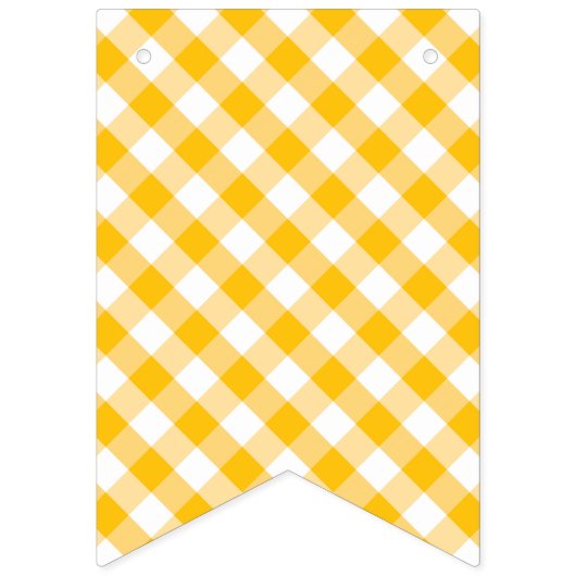 Gelbes Gingham-Karo-Muster-alles Gute zum Wimpelkette (Erste Fahne)