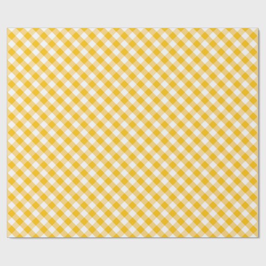 Gelbes Gingham-Karo-Muster Geschenkpapier (Flach)