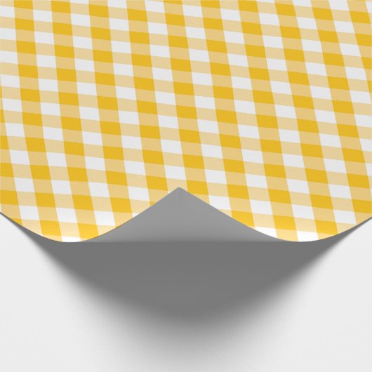 Gelbes Gingham-Karo-Muster Geschenkpapier (Ecke)