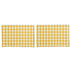 Gelbes Gingham-Karo-Muster Kissenbezug