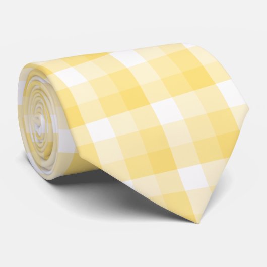 Gelbes Gingham-Karo-Muster Krawatte (Gerollt)