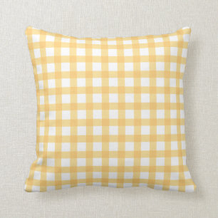 Gelbes Gingham-Karo-Pastellmuster Kissen