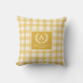 Gelbes Gingham Monogrammwappen Kissen (Vorderseite)