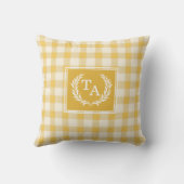 Gelbes Gingham-Monogrammwappen Kissen (Rückseite)