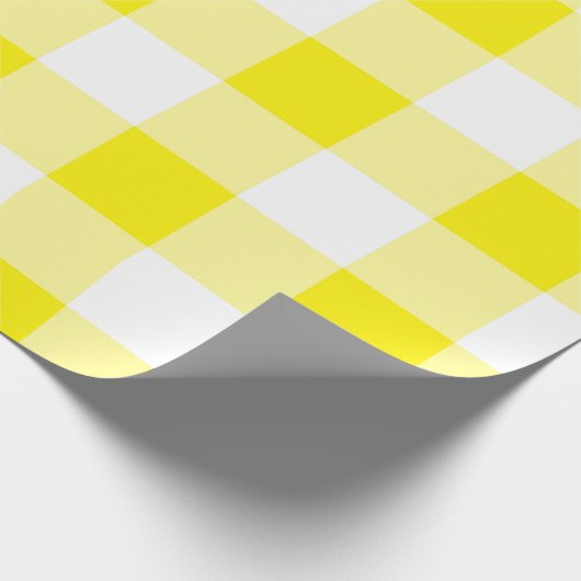 Gelbes Gingham-Muster Geschenkpapier (Ecke)
