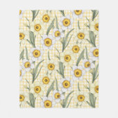 Gelbes Gingham-Narzissen-Blumenmuster Fleecedecke (Vorderseite)