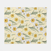 Gelbes Gingham-Narzissen-Blumenmuster Fleecedecke (Vorderseite (Horizontal))