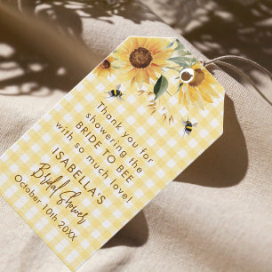 Gelbes Gingham Sie fand ihren Honig Brautparty Geschenkanhänger