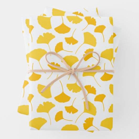 Gelbes Ginkgo-Leaf-Muster Geschenkpapier Set (Beispiel)
