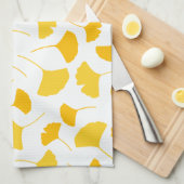 Gelbes Ginkgo-Leaf-Muster Geschirrtuch (Viertel Falte)