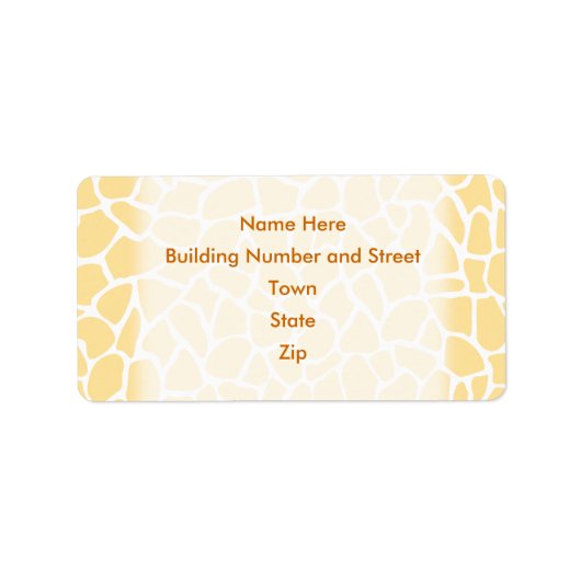 Gelbes Giraffenmuster Tierdesign. Adressaufkleber (Vorne)