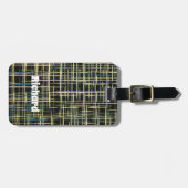 Gelbes Gitter Linien Art Muster Gepäckanhänger (Vorderseite horizontal)