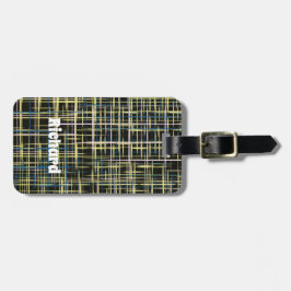 Gelbes Gitter Linien Art Muster Gepäckanhänger