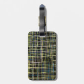 Gelbes Gitter Linien Art Muster Gepäckanhänger (Rückseite vertikal)