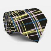 Gelbes Gitter Linien Art Muster Krawatte (Gerollt)