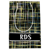 Gelbes Gitter Linien Art Muster Mittlere Geschenktüte (Vorderseite)